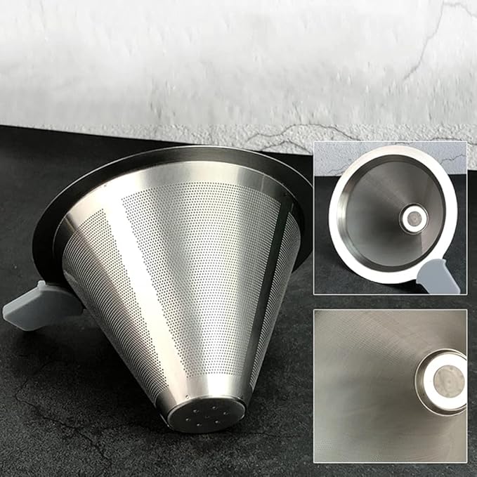 Adjustable Stainless Steel Pour Over Coffee Maker Station Stand With Reusable Double Filter Freestanding Drip Cone Brewer Directly Into Mug Cup Adjustable Stainless Steel Coffee Brewer