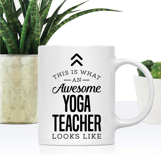 Andaz Press 11oz. Ceramic Coffee Tea Mug Thank You Gift, This is What an Awesome Yoga Teacher Looks Like, 1-Pack