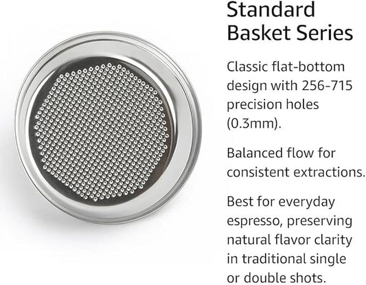 Espresso Accessories, 14g Standard Espresso Basket – 58mm Flat Bottom Precision Filter, 0.3mm Hole Design, Balanced Flow for Classic Double Shots
