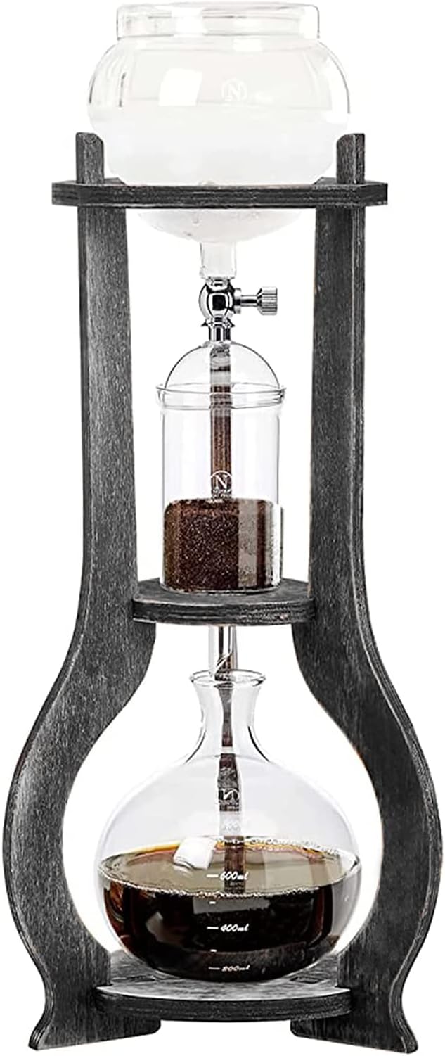 Iced Coffee Cold Brew Drip Tower 600ML/20.29OZ Capacity Sharing Pot Cold Brew Coffees Maker 6 to 8 Cups, Ice Machine for Home Coffee Shops Offices(Grey)