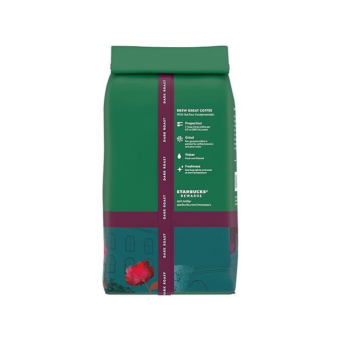 Starbucks Ground Coffee, Dark Roast Hot or Iced Coffee, Decaf Caffè Verona, Six 12 oz Bags