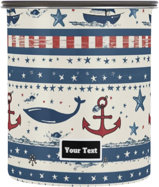 ALAZA Sailboat Anchor Stars Stripe Airtight Coffee Bean Canister Customed 500ml Food Storage Containers with Lids For Gournd, Tea, Sugar, Flour, Rice, Cereal, Candy Cookie Jar