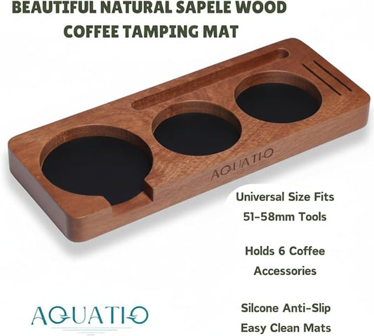 51-58 mm Compact Espresso Tamping Mat - Wooden Coffee Tamping Station - Gift for Espresso Lovers, Accessories for Baristas