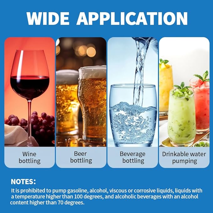 Food Grade Small Electric Water Transfer Pump 100-240V for Ice Maker,Coffee Machine and Water Dispenser,Auto Siphon Mini Self Priming Pumps for Bottling Wine,Beer and Kombucha,1.2L/Min,Low Noise