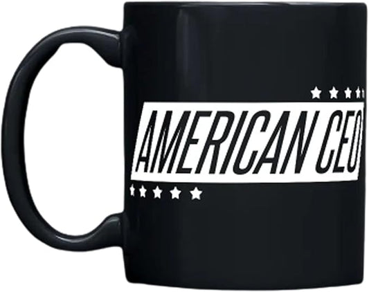 THE CEO Stylish Coffee Mug for Coffee Lovers - Premium Boss Mug with Gloss Finish - Premium Ceramic, Microwave Safe, 11oz Gift Mugs - Ten Star American (Black)