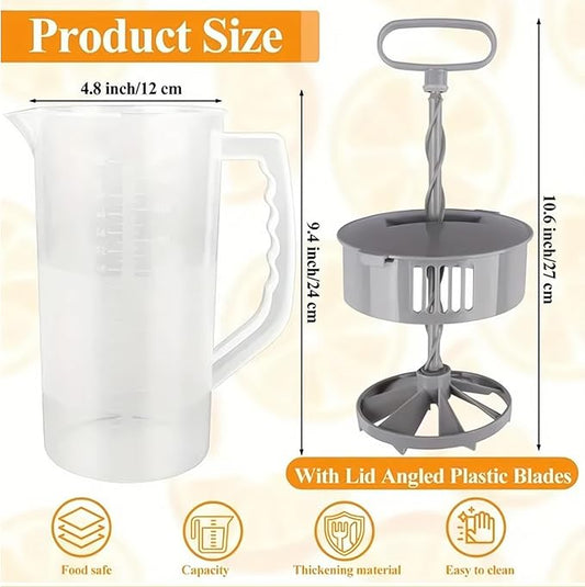 Mixing Pitcher for Drinks with Lid-Wide Mouth Juice Pitcher,Includes Plastic Blades & Adjustable Mixer Plunger,Comes with Cleaning Sponge Brush,Perfect for Juice,Tea,Milk,Lemonade (2.1qt/67.6oz)