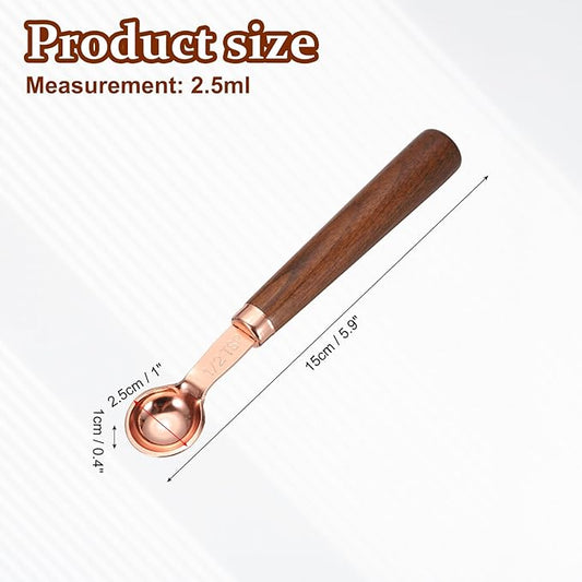uxcell Measuring Spoon, 2.5ml Stainless Steel Coffee Scoop Spoon with with Wood Handle for Ground Coffee Tea Sugar Cooking Baking, Rose Gold