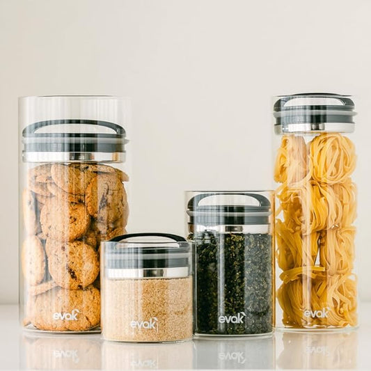 Prepara Evak Compact Glass Food Storage, Small, Black