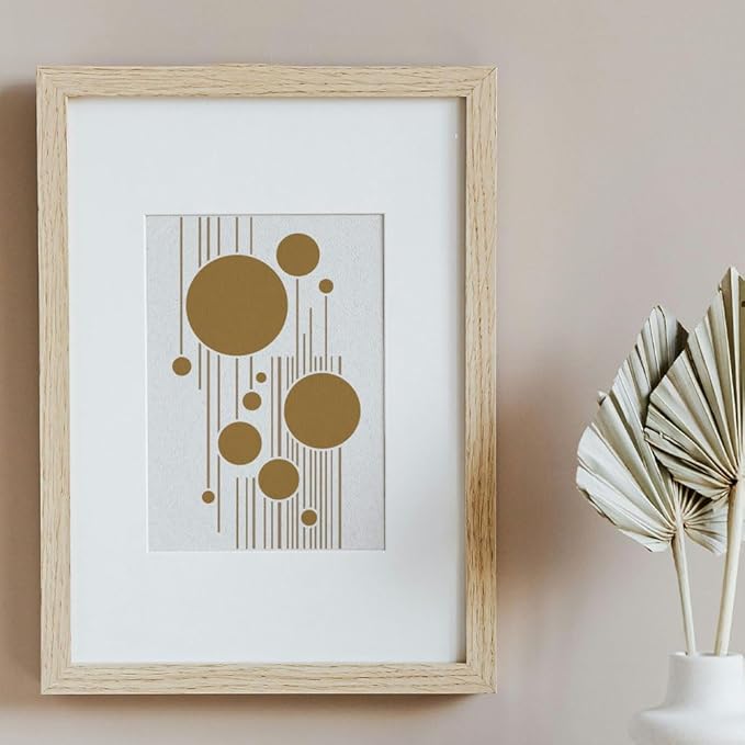 FINGERINSPIRE 4PCS Geometric Circles and Lines Interweave Painting Stencil with Paint Brush 8.3x11.7inch Round Lines Pattern Drawing Template Plastic Geometry Theme Stencil for Painting on Wood