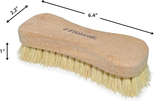 All-Natural Wooden Scrub Brush Set | Eco-Friendly Cleaning Brush Set with Tampico Bristles | Floor Scrub Brush & Shower Scrubber for Bathroom, Tub, Kitchen & Carpet | Sustainable Set – Pack of 2