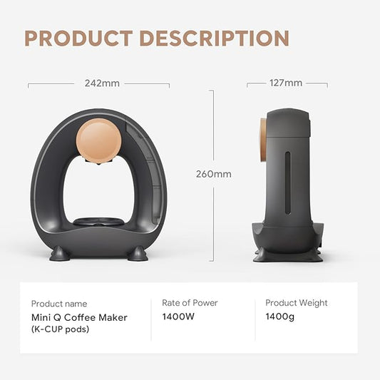 Single-Serve Coffee Maker, 2 in 1 One Cup Coffee Machine Compatible with K-Cup Pod & Coffee Grounds/Tea with One Button Operation,Fast Brew in 1 minute,Compact For Home, Office, RV and Dorm (Black)
