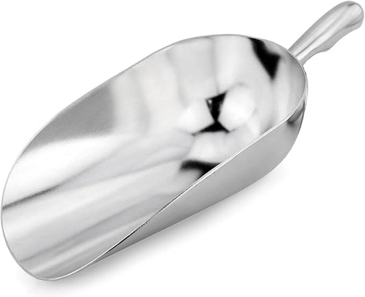 New Star Foodservice 538161 One-Piece Cast Aluminum Round Bottom Bar Ice Flour Utility Scoop, 38-Ounce, Silver (Hand Wash Only)
