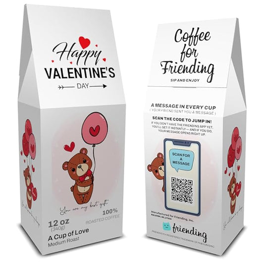 Latte Crush – Friending 12 oz Coffee, Medium Roast – Premium Brazilian Single Origin Arabica Beans – Made in USA – Coffee Gift with Private QR Love Message