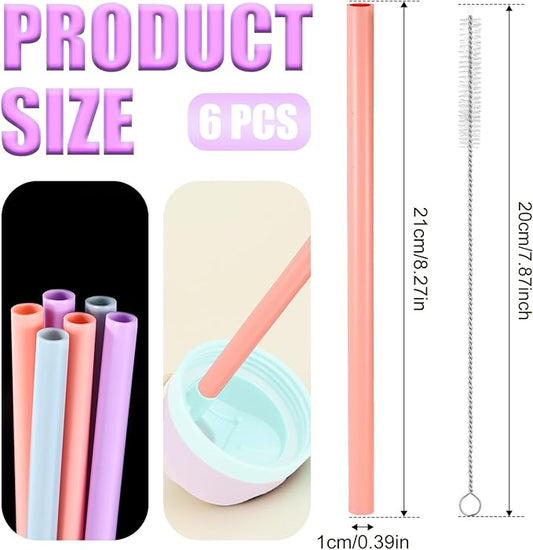6pcs Straw Replacement for Owala FreeSip Water Bottle 24oz/32oz, 6 Colors PP Material Reusable Straws with Cleaning Brush for Water Bottle Accessories
