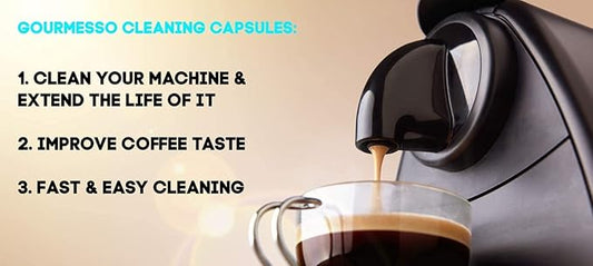 Gourmesso Nespresso Cleaning Pods - 10 Cleaning Capsules for Nespresso Original Machines. Cleaning Kit for Better Tasting Coffee!