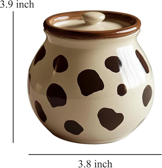 CHOOLD Retro Cow Pattern Creamer and Sugar Bowl Set, Cream Pitcher, Sugar Bowl with Lid, Coffee Serving Set