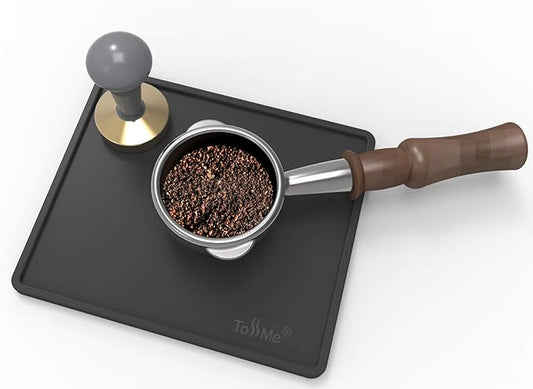 ToSSme Espresso Tamping Mat I 6X7 Inch Food Safe Silicone Coffee Tamper Mat I Portafilter Mat For Baristas I Coffee Tamp Mat I Waterproof, Heat Resistant Tamping Pad and Tamp Station TM-CO05 Black