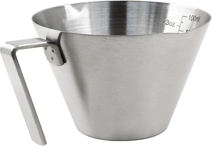 Piutouyar 100 ml / 3.4 oz Stainless Steel Espresso Cups, Double Spout Espresso Measuring Cup with Handle, Dual Scale Metal Espresso Shot Cup Pouring Cup