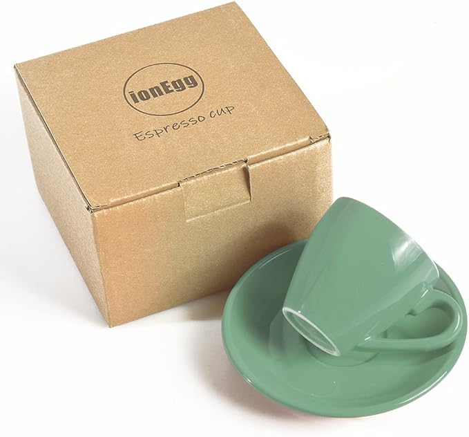 ionEgg Porcelain Espresso Cup with Saucer, Espresso shot Cup, 80ml/2.7Oz, Cyan