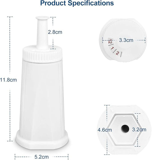 Filter - Replacement Water Filter Compatible with Breville Sage Claro Swiss For Oracle, Barista & Bambino - Compare to Part #BES008WHT0NUC1. Pack of 4(First use without adding coffee powder)