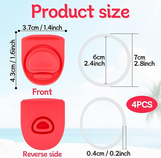 4 Sets Replacement Stopper and Ring Compatible with Owala FreeSip 24oz 32oz,Water Bottle Top Gasket Lid for Owala 16/19/24/32/40oz Seal Bottle Mouth Cap Stopper Silicone Parts Accessories(Red)