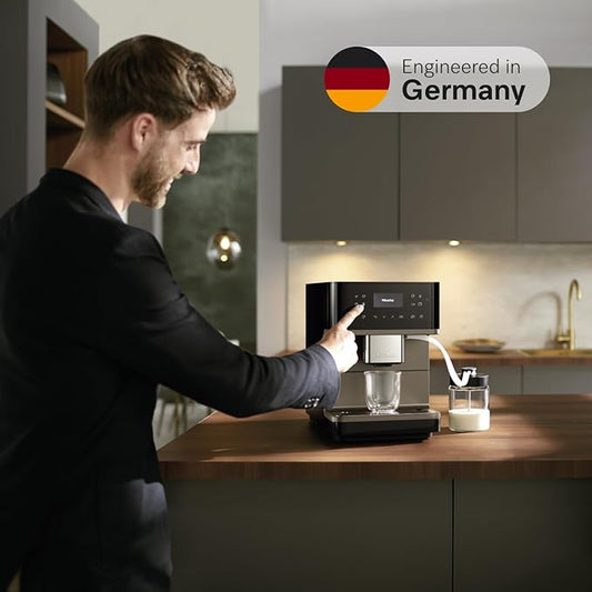 Miele CM 6360 MilkPerfection Automatic Coffee Machine - OneTouch for Two, AromaticSystem, 8 individual profiles, DoubleShot, WiFi-compatible, LED lighting, in Obsidian Black BronzePearl Finish