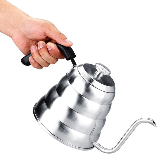 TOPINCN 304 Stainless Steel Pour Over Coffee Gooseneck Kettle Teapot with Thermometer, 1.2L Capacity, Beehive Shaped Design, for Gas, Electric and Induction Stoves (1.2L)