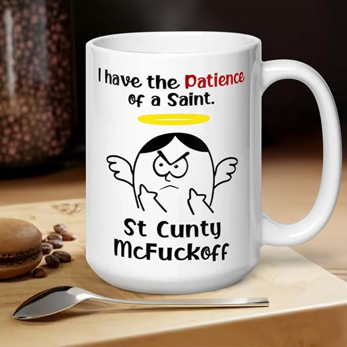 Joymade Personalized Ceramic Coffee Mug, Funny Custom Mug for Bestie, Friends, Couple, Coworker, Snowman Lovers (I Have The Patience Of A Saint)