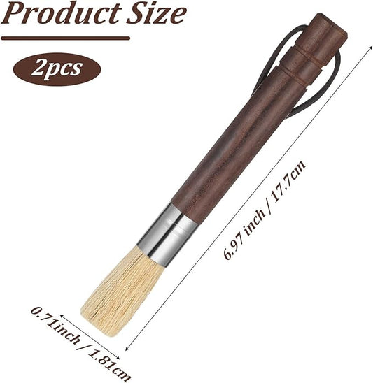 Xinjoduz 2 PCS Coffee Grinder Brush, 7" Espresso Machine Brush Cleaner Tool with Wooden Handle and Natural Boar Bristles for Barista Home Kitchen Brista Cleaning Dusting Accessories
