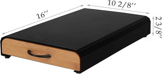 Flagship Coffee Pod Holder for Nespresso Originalline Capsule Holder Drawer Pod Storage Drawer 60 Capacity, Black Metal & Bamboo Coffee Drawer