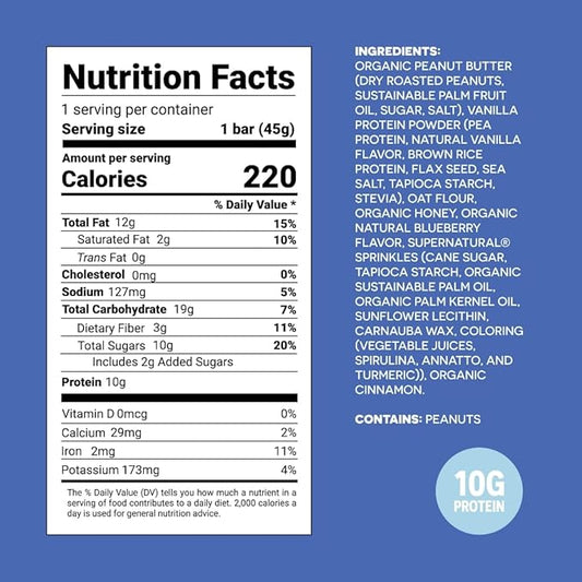 FROPRO Plant Protein Snack Bars - Plant Based Protein Bars, All-Natural, Gluten, Dairy, & Soy Free, High Protein Bars with Low Calories | Blueberry Dream, 12 Pack