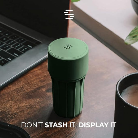Staze Air Tight Smell Proof Container (148ml) – Vacuum Seal Stash Jar with UV Protection, Waterproof Food Storage Canister, Portable Small Smell Proof Jar for Coffee, Herb, Spice & Gummies - (MARSH)