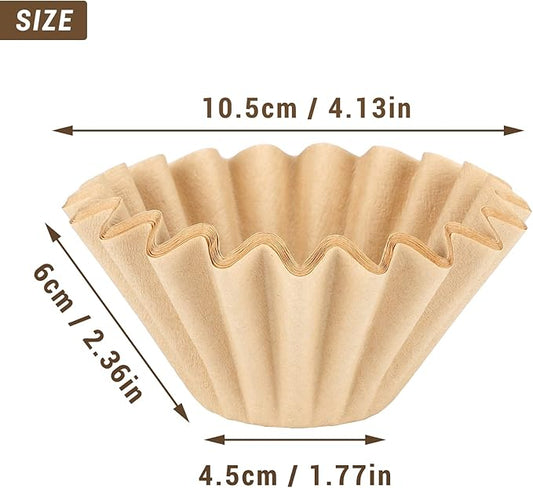 EUSOAR 1-2 Cup Small Size Coffee Filters, Pack of 100 Disposable Natural Brown Unbleached Coffee Filter Paper Basket, for Home Commercial Dripper, Compatible for Pour Over and Drip Coffee Makers