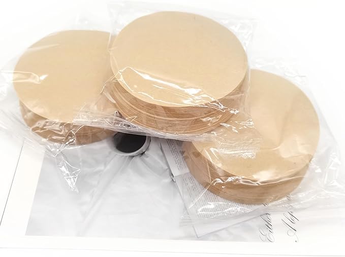 BlingKingdom 300pcs 2.5" Unbleached Replacement Natural Paper Filters Round Coffee Filter Paper Compatible with Aerobie Aeropress Coffee and Espresso Makers Moka Pot Ice Drip Pot (Brown)