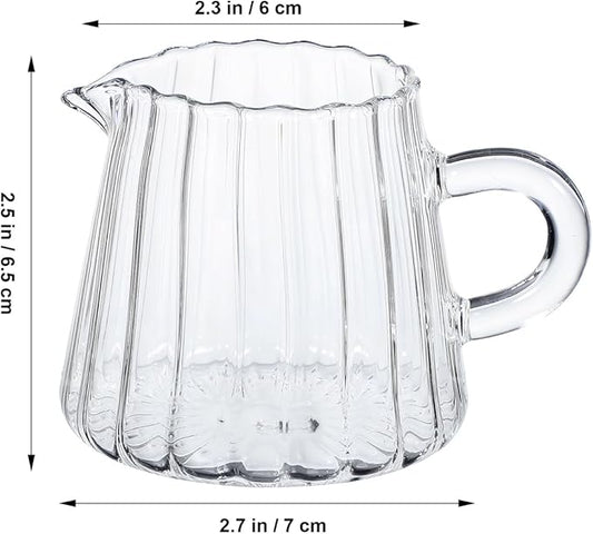 Glass Milk Frothing Pitcher 12Oz Clear Creamer Jug for Coffee Tea Syrup Serving Home Restaurant Use