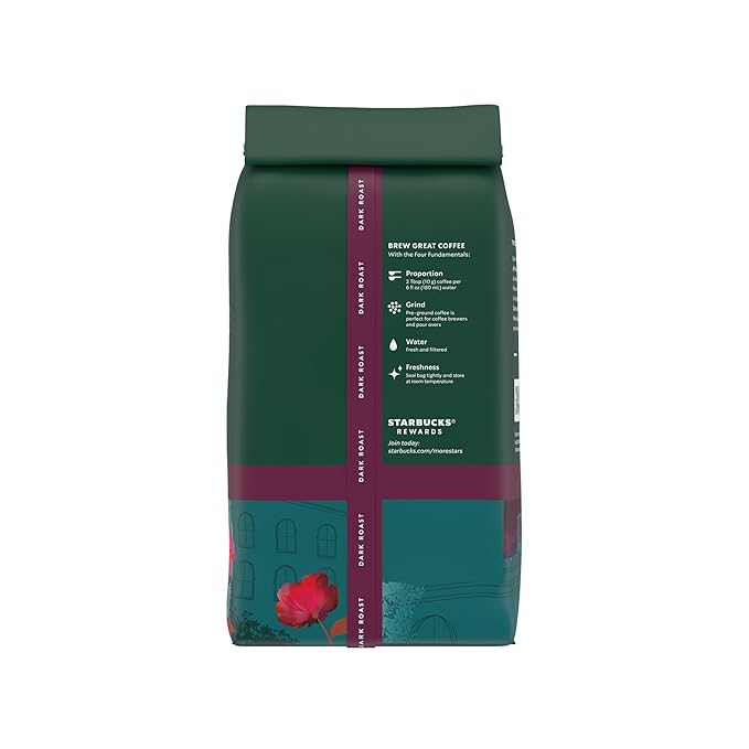 Starbucks Ground Coffee,Dark Roast Hot or Iced Coffee,Caffè Verona,18 oz,(Pack of 2)