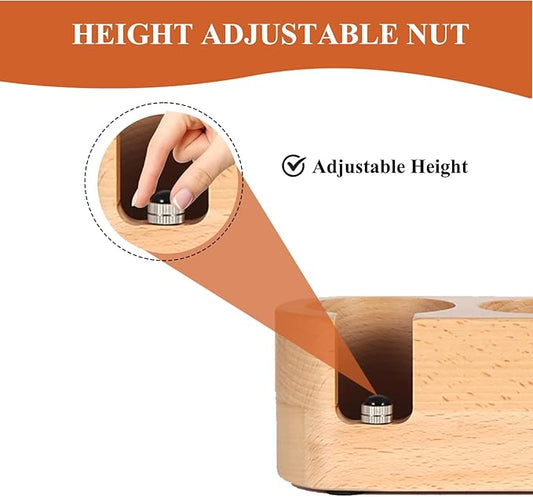 MOJAE Espresso Tamping Station, Tamper Station, Wooden Coffee Tamper holder, Portafilter Holder with Anti Slip Bottom, 3 Holes for Coffee Tamper,Distributor and Portafilter(Beech, 58mm)