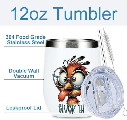 Funny Quotes Wine Tumbler, Sarcastic Cartoon Bird Gifts Bird Decor Stuff Double Wall Vacuum Insulated Coffee Mug Wine Glass 12 oz Tumbler with Lid for Dad Mom Birthday Mothers Fathers Day Christmas