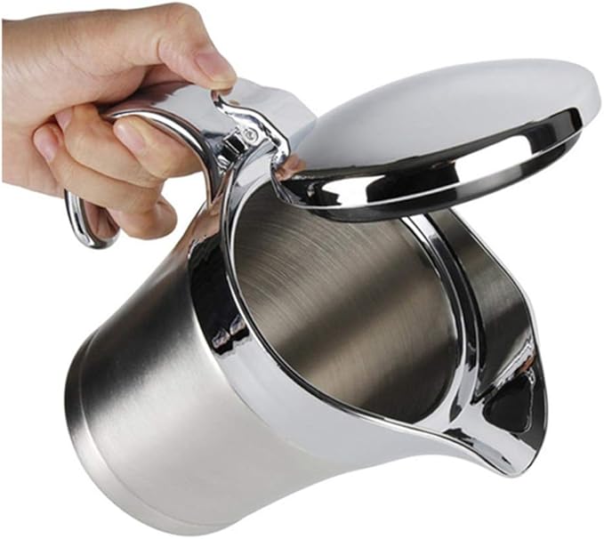 Gravy Boats, Gravy Warmer, Double Wall Stainless Steel Make, Creamer Pitcher and Caramel Sauce for Coffee, 16 oz Stainless Steel Pitcher (16 oz)