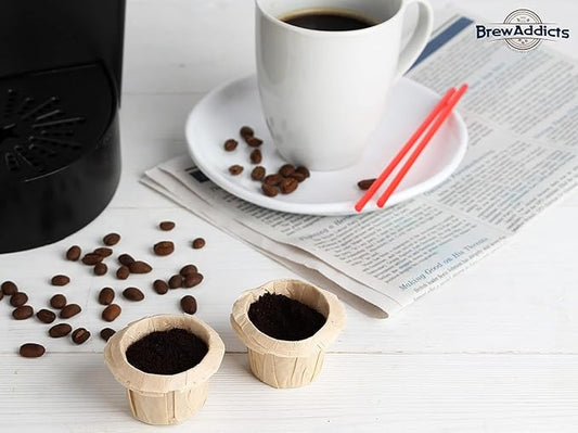 Brew Addicts 300 Paper Coffee Single-Use Filters, Brown, All-Natural & Unbleached for Keurig Brewers and Compatible with K-Cup Pods 1.0 & 2.0 Models, Disposable filters