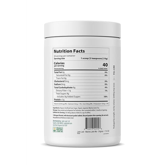 Jade Leaf Matcha Organic Premium Ceremonial Grade Matcha Green Tea Powder - Japanese - Culinary, Ingredient, Ceremonial Barista Teahouse, Latte, Collagen, 17.6 Ounce (Pack of 1), Matcha Latte