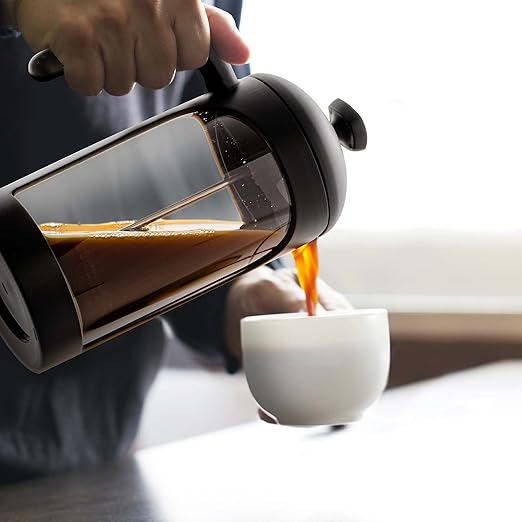 OVENTE French Press Coffee Maker 34 oz – Borosilicate Glass, 4-Level Filter, Cold Brew & Travel Ready