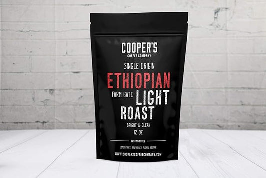 Ethiopian Bold Light Roast Coffee, Gourmet Single-Origin Coffee Beans from Ethiopia, Whole Bean, 2lb Bag