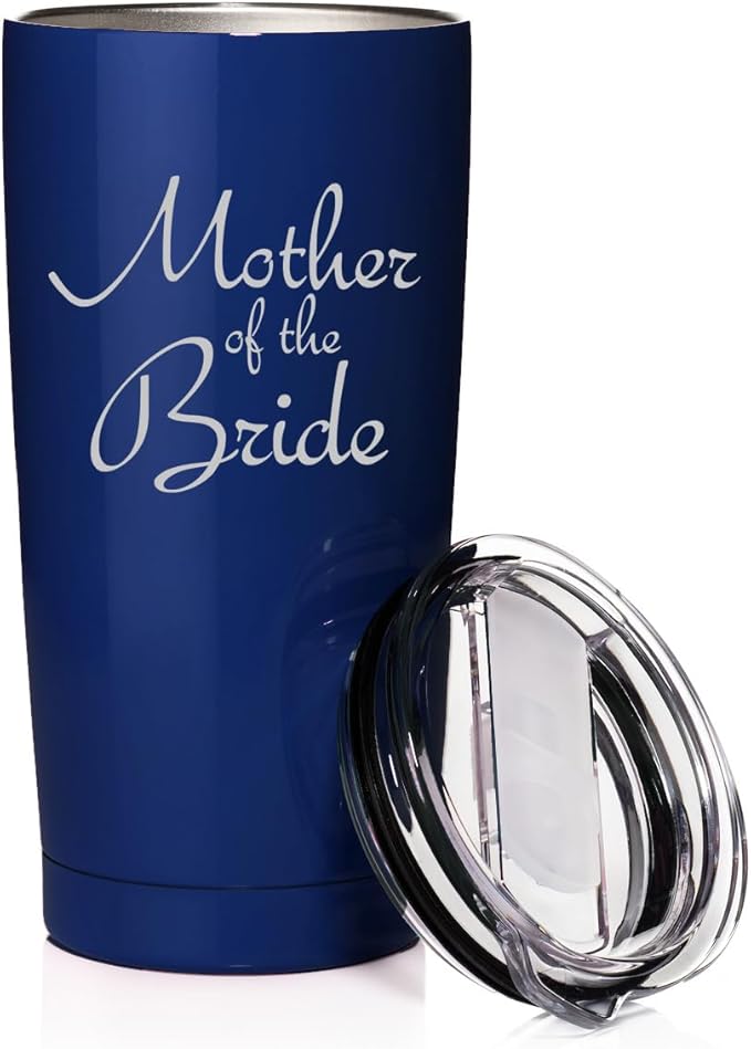 Smooth Body Tumbler Stainless Steel Vacuum Insulated Travel Mug Cup Gift Mother Of The Bride (Blue, 20 oz)