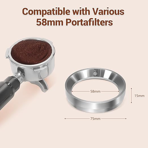 carrottimes 58mm Espresso Dosing Funnel, 304 Stainless Steel Coffee Dosing Ring, Portafilter Funnel with 6 Magnetic, Barista Tools Compatible with Breville 58mm Portafilter