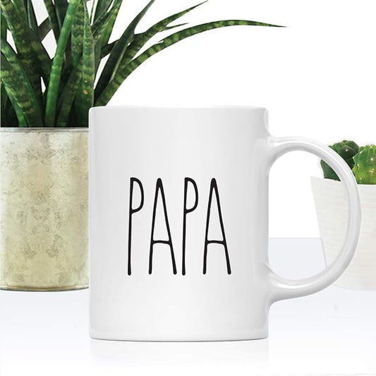 Andaz Press Simple Rustic Farmhouse Kitchen Decor 11oz. Ceramic Coffee Tea Mug Gift, Papa, 1-Pack, Birthday Christmas Gift Ideas for Family, Friends