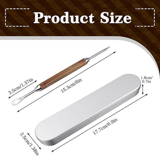 Latte Art Pen with Box, Stainless Steel Coffee Drawing Tool with Wood Handle, Double-Ended Barista Tools for Espresso Designs, Home and Cafe Use