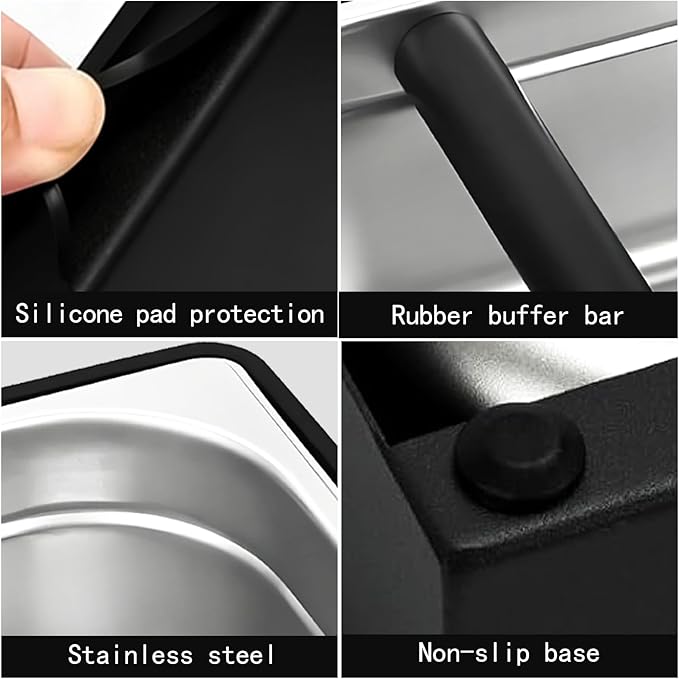Espresso Knock Box,Large capacity Stainless Steel coffee knock box,espresso grounds knock box Suitable for use in cafés and homes(7.28 x 6.8 x 4.25 inch)