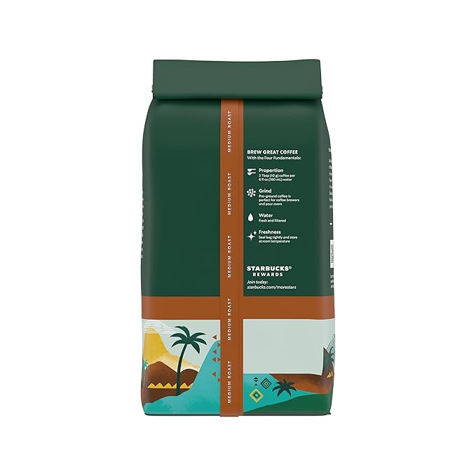 Starbucks Ground Coffee, Medium Roast Hot or Iced Coffee, Single-Origin Colombia, Six 12 oz Bags