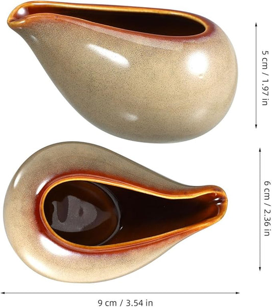 Amosfun Ceramic Sauce Pitcher Creamer Gravy Boat Small Porcelain Milk Jug Syrup Dispenser Serving Pitcher for Salad Dressing Coffee Tea 3.54X2.36X1.96In